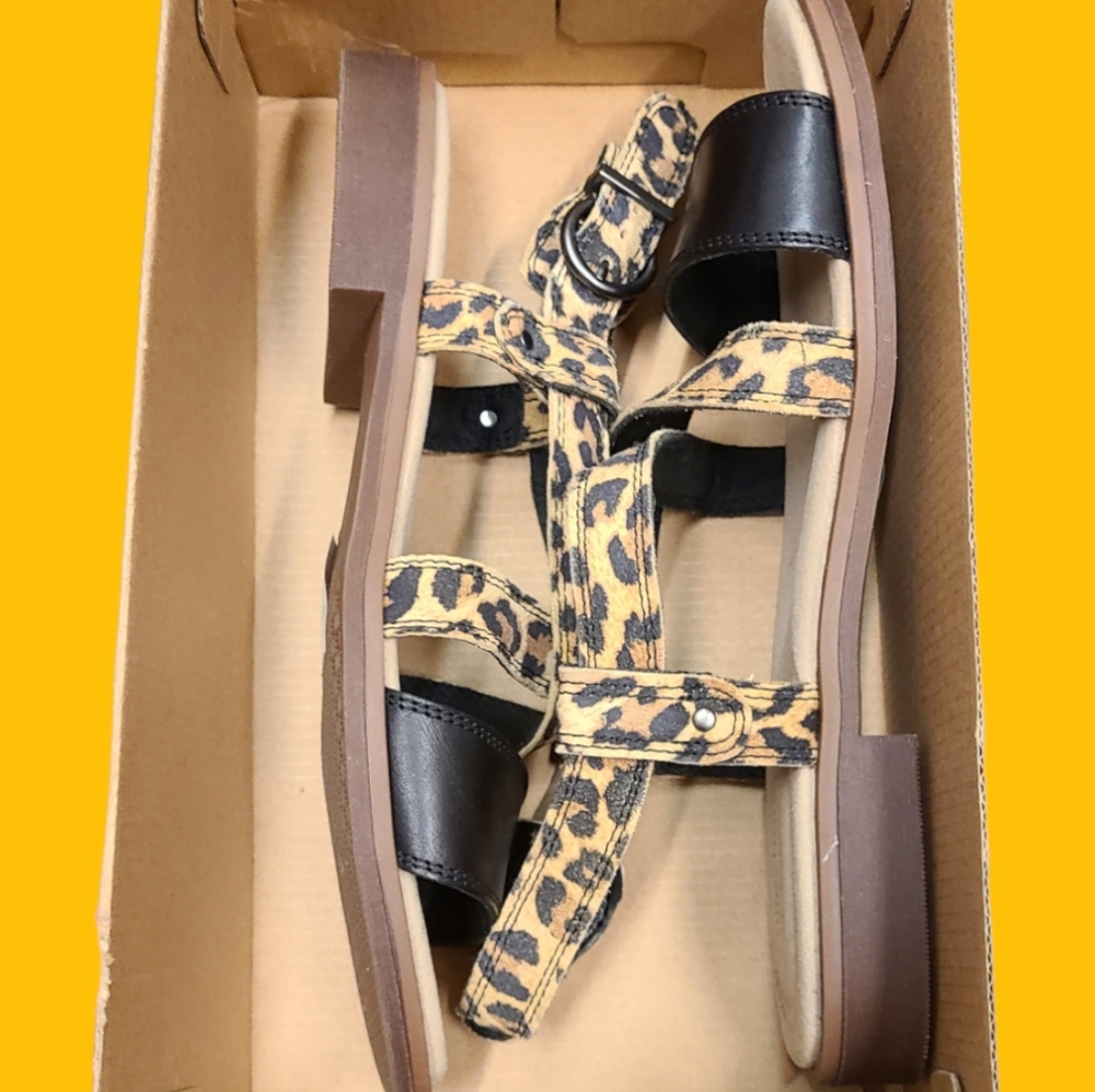 Clarks leopard print strappy sandals